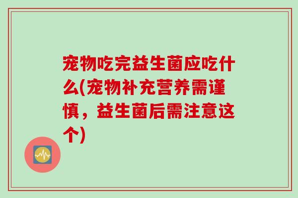 宠物吃完益生菌应吃什么(宠物补充营养需谨慎,益生菌后需注意这个) 宠物吃完益生菌应吃什么(宠物补充营养需谨慎,益生菌后需注意这个)