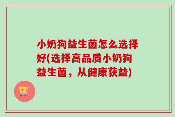 小奶狗益生菌怎么选择好(选择高品质小奶狗益生菌，从健康获益)