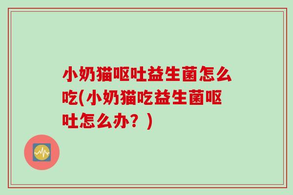 小奶猫益生菌怎么吃(小奶猫吃益生菌怎么办？)