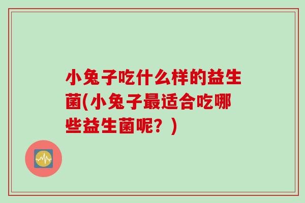 小兔子吃什么样的益生菌(小兔子最适合吃哪些益生菌呢？)