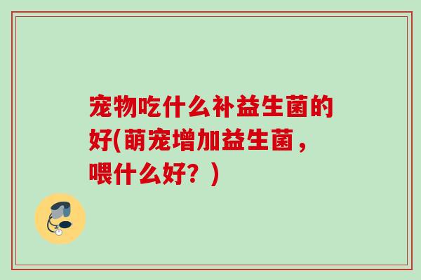 宠物吃什么补益生菌的好(萌宠增加益生菌，喂什么好？)