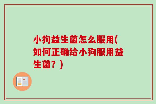 小狗益生菌怎么服用(如何正确给小狗服用益生菌?) 小狗益生菌怎么服用(如何正确给小狗服用益生菌?)