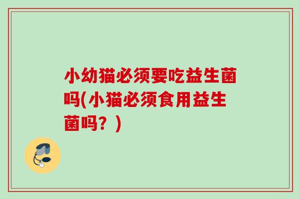 小幼猫必须要吃益生菌吗(小猫必须食用益生菌吗？)