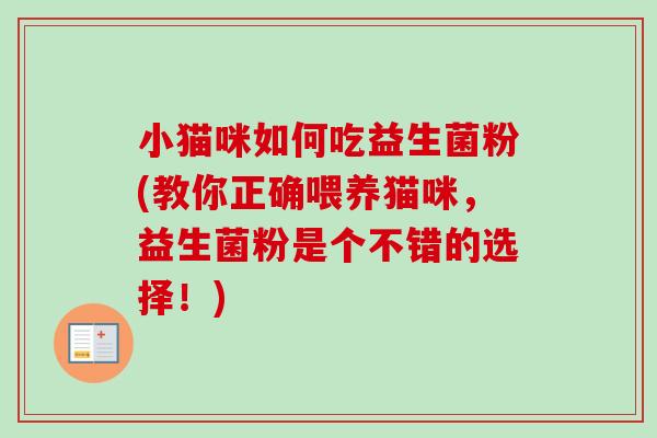 小猫咪如何吃益生菌粉(教你正确喂养猫咪，益生菌粉是个不错的选择！)