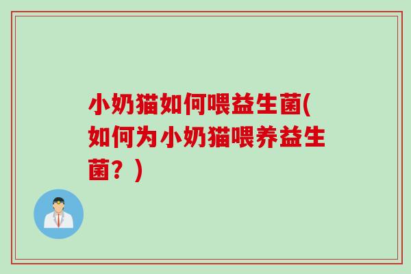 小奶猫如何喂益生菌(如何为小奶猫喂养益生菌？)