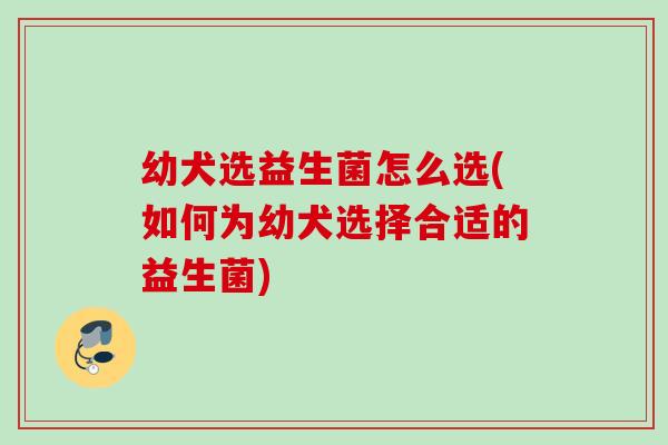 幼犬选益生菌怎么选(如何为幼犬选择合适的益生菌) 幼犬选益生菌怎么选(如何为幼犬选择合适的益生菌)
