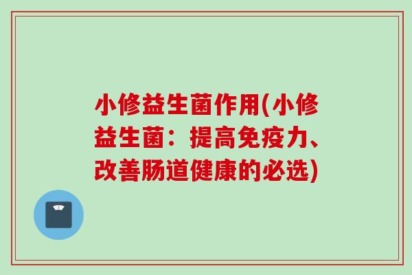 小修益生菌作用(小修益生菌：提高力、改善肠道健康的必选)