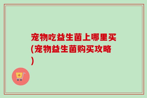 宠物吃益生菌上哪里买(宠物益生菌购买攻略)