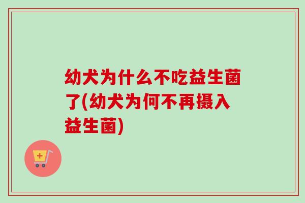 幼犬为什么不吃益生菌了(幼犬为何不再摄入益生菌) 幼犬为什么不吃益生菌了(幼犬为何不再摄入益生菌)