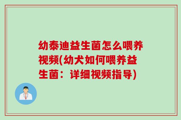 幼泰迪益生菌怎么喂养视频(幼犬如何喂养益生菌：详细视频指导)