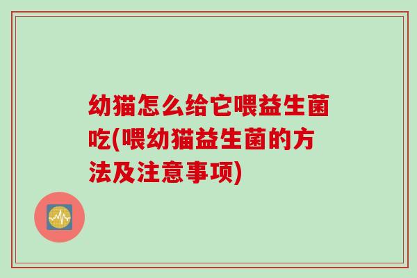 幼猫怎么给它喂益生菌吃(喂幼猫益生菌的方法及注意事项) 幼猫怎么给它喂益生菌吃(喂幼猫益生菌的方法及注意事项)