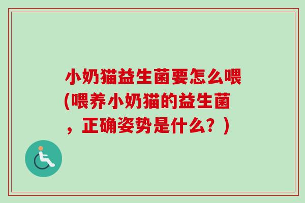 小奶猫益生菌要怎么喂(喂养小奶猫的益生菌,正确姿势是什么?) 小奶猫益生菌要怎么喂(喂养小奶猫的益生菌,正确姿势是什么?)