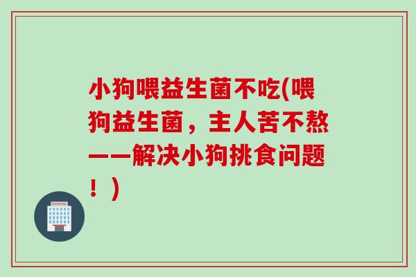 小狗喂益生菌不吃(喂狗益生菌，主人苦不熬——解决小狗挑食问题！)