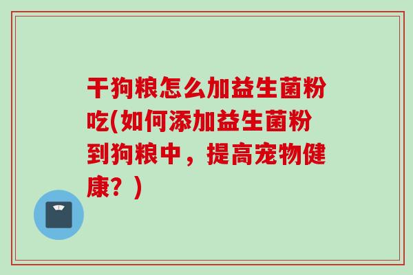 干狗粮怎么加益生菌粉吃(如何添加益生菌粉到狗粮中，提高宠物健康？)