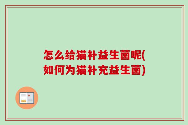 怎么给猫补益生菌呢(如何为猫补充益生菌) 怎么给猫补益生菌呢(如何为猫补充益生菌)