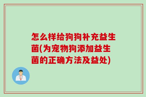 怎么样给狗狗补充益生菌(为宠物狗添加益生菌的正确方法及益处) 怎么样给狗狗补充益生菌(为宠物狗添加益生菌的正确方法及益处)
