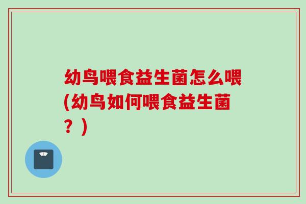 幼鸟喂食益生菌怎么喂(幼鸟如何喂食益生菌？)