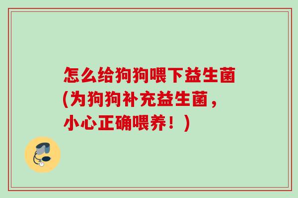 怎么给狗狗喂下益生菌(为狗狗补充益生菌,小心正确喂养!) 怎么给狗狗喂下益生菌(为狗狗补充益生菌,小心正确喂养!)