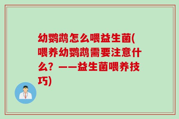 幼鹦鹉怎么喂益生菌(喂养幼鹦鹉需要注意什么？——益生菌喂养技巧)