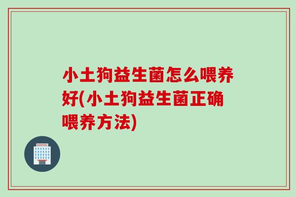 小土狗益生菌怎么喂养好(小土狗益生菌正确喂养方法) 小土狗益生菌怎么喂养好(小土狗益生菌正确喂养方法)