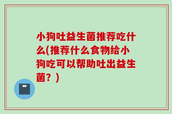小狗吐益生菌推荐吃什么(推荐什么食物给小狗吃可以帮助吐出益生菌？)
