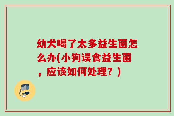 幼犬喝了太多益生菌怎么办(小狗误食益生菌,应该如何处理?) 幼犬喝了太多益生菌怎么办(小狗误食益生菌,应该如何处理?)