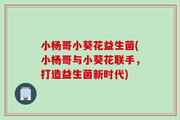 小杨哥小葵花益生菌(小杨哥与小葵花联手，打造益生菌新时代)
