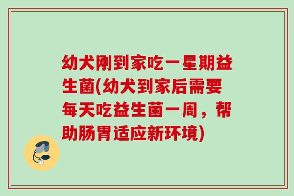 幼犬刚到家吃一星期益生菌(幼犬到家后需要每天吃益生菌一周，帮助肠胃适应新环境)