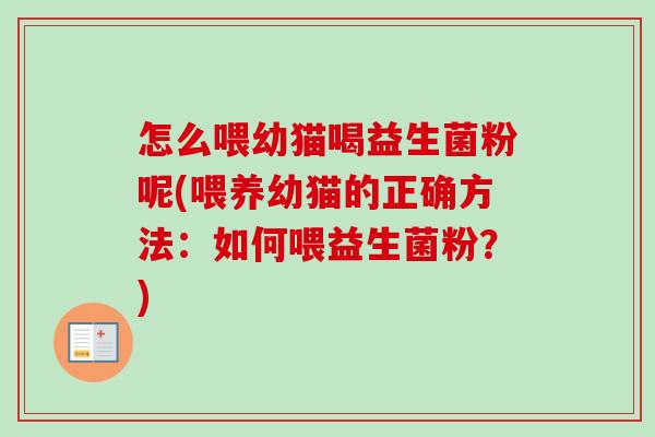 怎么喂幼猫喝益生菌粉呢(喂养幼猫的正确方法：如何喂益生菌粉？)