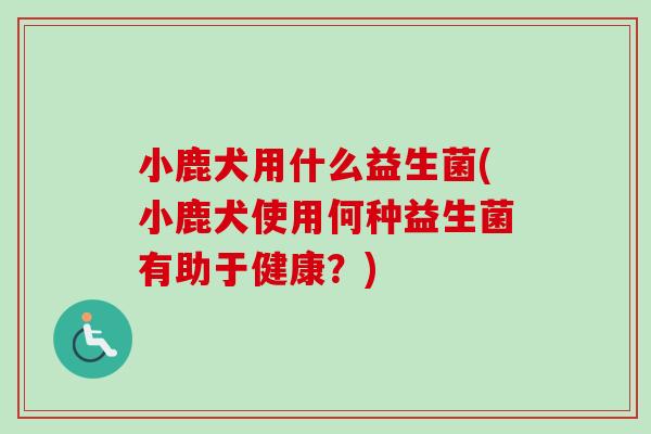 小鹿犬用什么益生菌(小鹿犬使用何种益生菌有助于健康？)