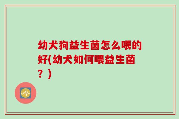 幼犬狗益生菌怎么喂的好(幼犬如何喂益生菌？)