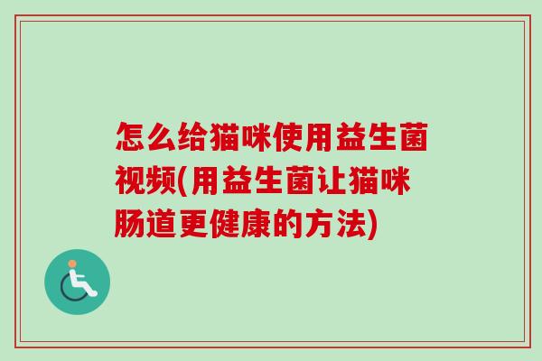 怎么给猫咪使用益生菌视频(用益生菌让猫咪肠道更健康的方法)