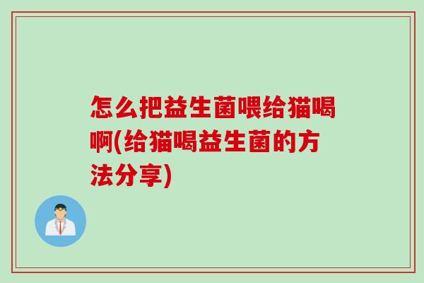 怎么把益生菌喂给猫喝啊(给猫喝益生菌的方法分享) 怎么把益生菌喂给猫喝啊(给猫喝益生菌的方法分享)
