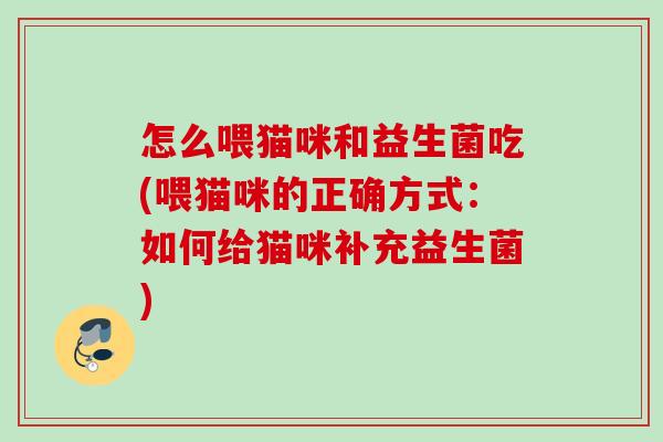 怎么喂猫咪和益生菌吃(喂猫咪的正确方式：如何给猫咪补充益生菌)