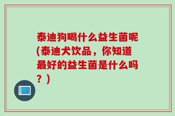 泰迪狗喝什么益生菌呢(泰迪犬饮品,你知道好的益生菌是什么吗?) 泰迪狗喝什么益生菌呢(泰迪犬饮品,你知道好的益生菌是什么吗?)