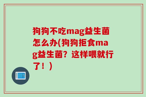 狗狗不吃mag益生菌怎么办(狗狗拒食mag益生菌？这样喂就行了！)