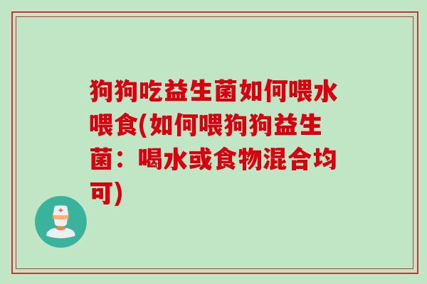 狗狗吃益生菌如何喂水喂食(如何喂狗狗益生菌：喝水或食物混合均可)