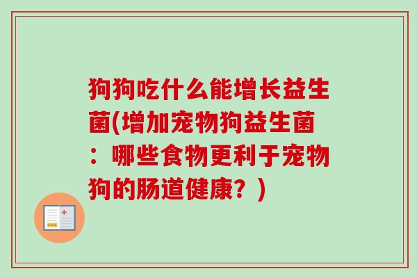 狗狗吃什么能增长益生菌(增加宠物狗益生菌：哪些食物更利于宠物狗的肠道健康？)