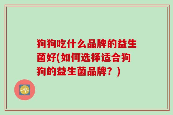 狗狗吃什么品牌的益生菌好(如何选择适合狗狗的益生菌品牌？)