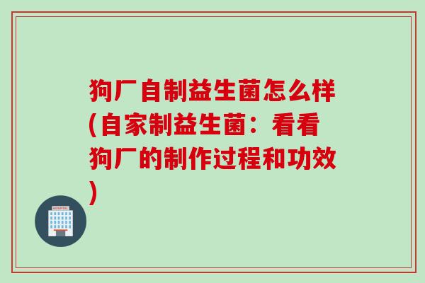 狗厂自制益生菌怎么样(自家制益生菌：看看狗厂的制作过程和功效)