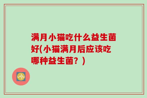 满月小猫吃什么益生菌好(小猫满月后应该吃哪种益生菌？)