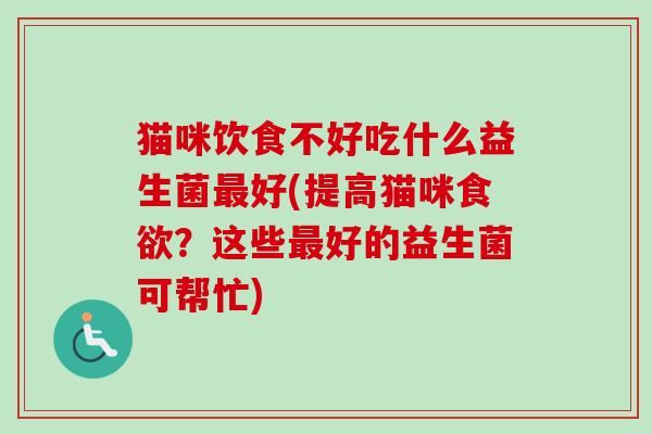 猫咪饮食不好吃什么益生菌好(提高猫咪?这些好的益生菌可帮忙) 猫咪饮食不好吃什么益生菌好(提高猫咪?这些好的益生菌可帮忙)