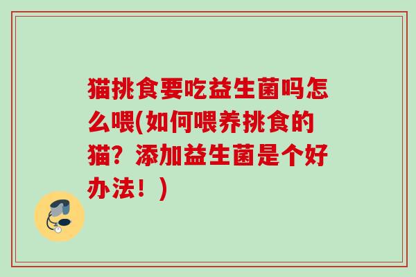 猫挑食要吃益生菌吗怎么喂(如何喂养挑食的猫？添加益生菌是个好办法！)
