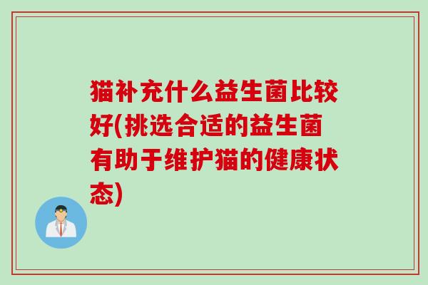 猫补充什么益生菌比较好(挑选合适的益生菌有助于维护猫的健康状态) 猫补充什么益生菌比较好(挑选合适的益生菌有助于维护猫的健康状态)