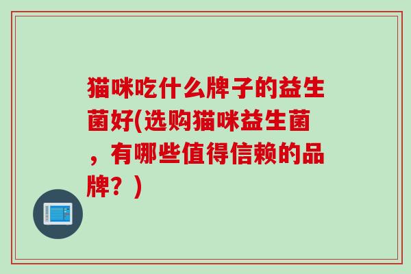 猫咪吃什么牌子的益生菌好(选购猫咪益生菌,有哪些值得信赖的品牌?) 猫咪吃什么牌子的益生菌好(选购猫咪益生菌,有哪些值得信赖的品牌?)