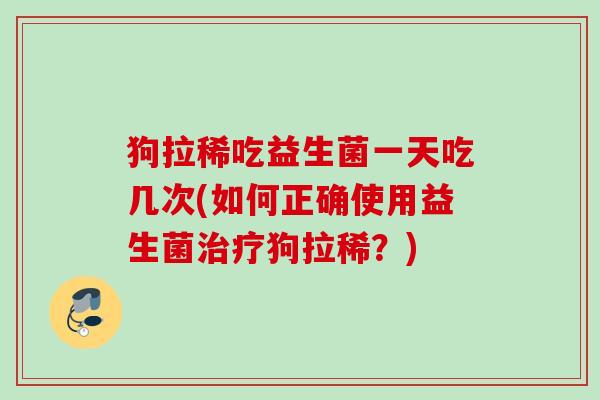 狗拉稀吃益生菌一天吃几次(如何正确使用益生菌狗拉稀？)