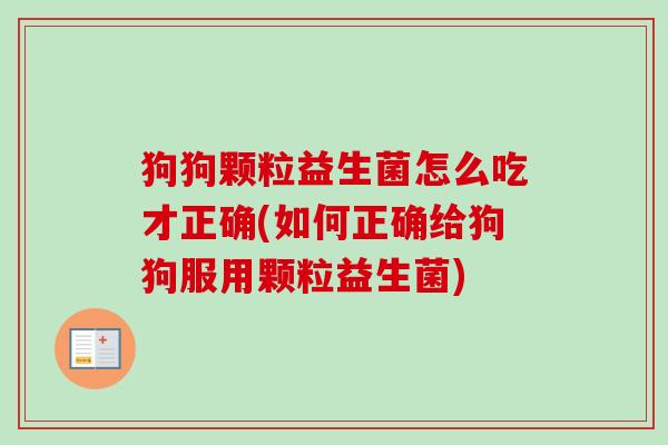 狗狗颗粒益生菌怎么吃才正确(如何正确给狗狗服用颗粒益生菌) 狗狗颗粒益生菌怎么吃才正确(如何正确给狗狗服用颗粒益生菌)