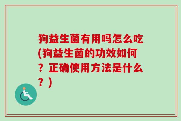 狗益生菌有用吗怎么吃(狗益生菌的功效如何？正确使用方法是什么？)