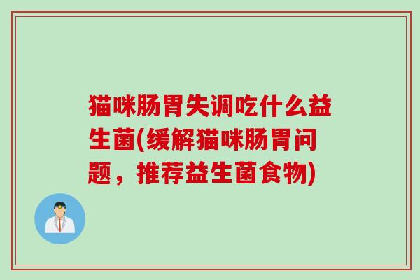 猫咪肠胃失调吃什么益生菌(缓解猫咪肠胃问题，推荐益生菌食物)
