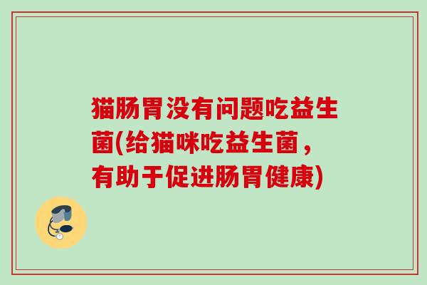 猫肠胃没有问题吃益生菌(给猫咪吃益生菌，有助于促进肠胃健康)